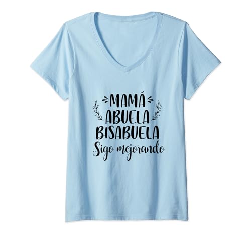 Womens Mama Abuela Bisabuela Sigo Mejorando Pregnancy Announcement V-Neck T-Shirt