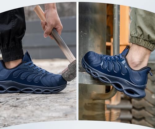 Image of Steel Toe Shoes for Men Comfortable Safety Shoes Work Lightweight Steel Toe Sneakers Breathable Safety Sneakers Industrial Work Footwear