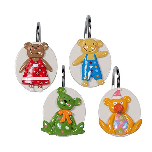 D DS CURTAIN Little Friends Shower Curtain Hooks, Hooks for Bathroom Curtains,Decorative Bath Curtain Hooks,Set of 12