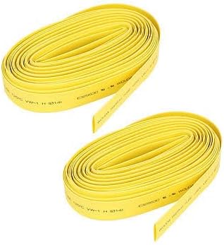 2pcs Yellow 14mm Dia 2:1 Heat Shrink Tubing Shrinkable Tube Wrap 33Ft 10M Long