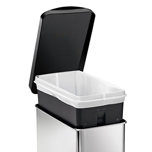 Simplehuman 10 Liter / 2.6 Gallon Bathroom Slim Profile Trash Can, Brushed Stainless Steel With Plastic Lid #TOP2