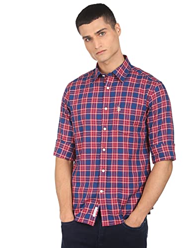 Image of U.S. POLO ASSN. Men's Cotton Checkered Regular Fit Button Down Shirt