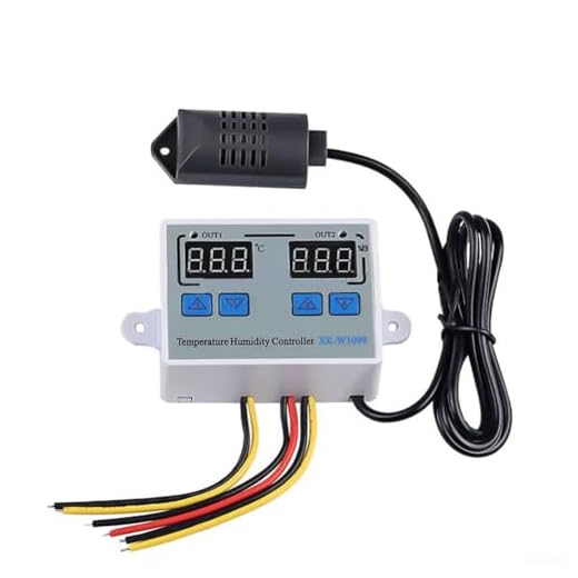 Yhenlovtt Controlador digital de temperatura y humedad, fácil de usar, controlador de pantalla LCD, para precisión, para control de temperatura y humedad (12 V)
