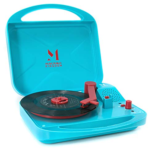 Record Player, Mini Portable Battery Operated Travel Suitcase Turntable for 7 Inch Vinyl