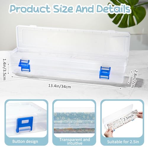 Image of Tioncy 4 Pcs 13 x 3 x 1.4 in Fabric Strip Case Jelly Cotton Fabric Patchwork Roll Storage Case Bulletin Board Border Bolt Storage Sewing Cloth Box for Cloth Strips Art Craft Organizer (Dark Blue)