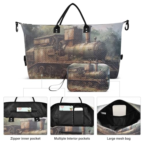 Large Travel Duffel Bag, Tank Train Sports Tote Gym Bag, Shoulder Weekender Overnight Bag for Women Men, Carry On Luggage with Toiletry Bags2