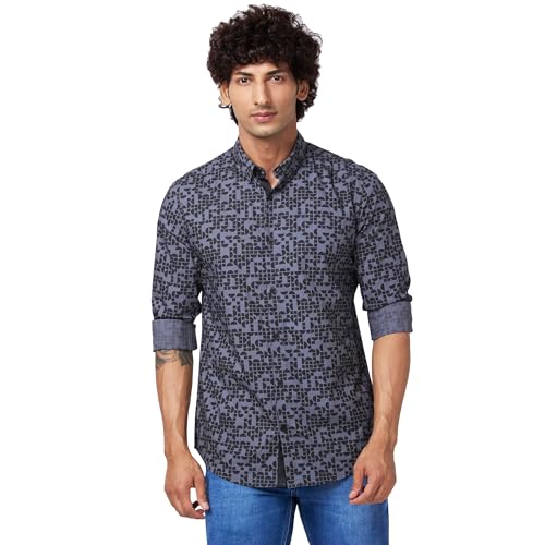 Image of Spykar Men's Regular Fit N /A Full Sleeve Printed Casual Shirts