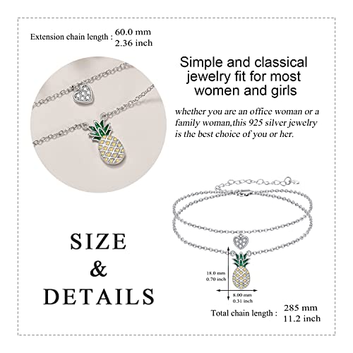 Image of LUHE Pineapple /Mushroom /Star /Mountain Anklets Sterling Silver Adjustable Chain Link Ankle Bracelets Beach Anklet Jewelry for Women Teens