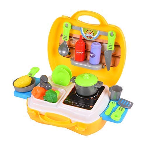 Krireen Luxury Kitchen Set Cooking Toy with Briefcase and Accessories (Yellow) 1
