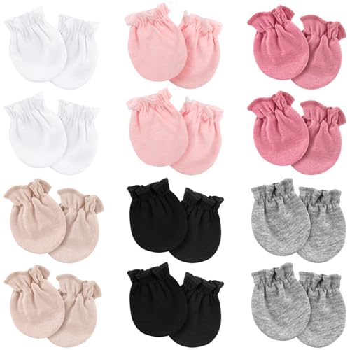 Image of AQOKKA Newborn Baby Mittens No Scratch Cotton Elastic Wrist Gloves Infant Toddler Mittens for Baby Boy Girl 0-6 Months
