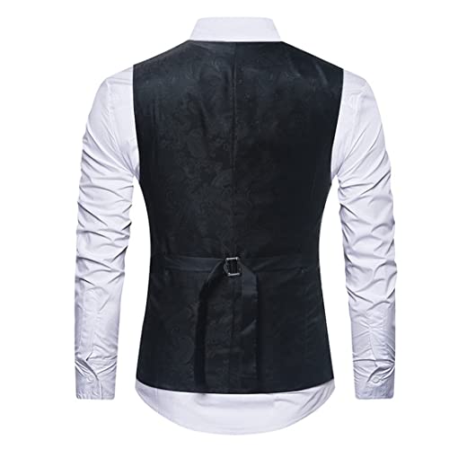 Men's Royal Blue Paisley Print Suit Vest Slim Fit Sleeveless Waistcoat Mens Formal Business Wedding Groom Social Tuxedo Vests3