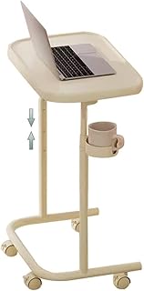Height Adjustable Desk Lift Computer Desk Living Room Small Elevator Lift Desk Portable Folding Mobile Phone Dining Table 90° Rotating Table Top Easy to Install Beige