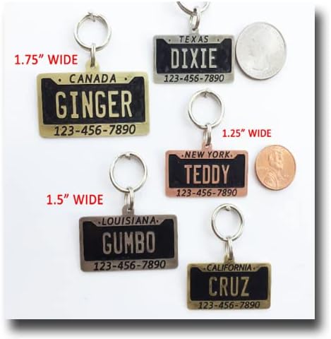 License Plate Dog Tag-Pet ID Tag-Custom Handcrafted Identification Dog Tag-Cat ID Tag-United States US Custom Engraved Pet Tag (1 3/4", Copper)