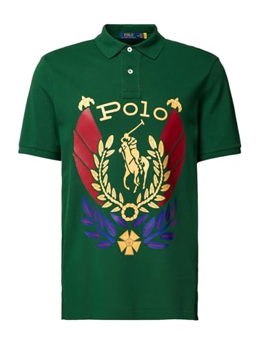 POLO RALPH LAUREN Men's Classic-Fit Graphic Mesh Polo Shirt (Polo Crest, 2XL)