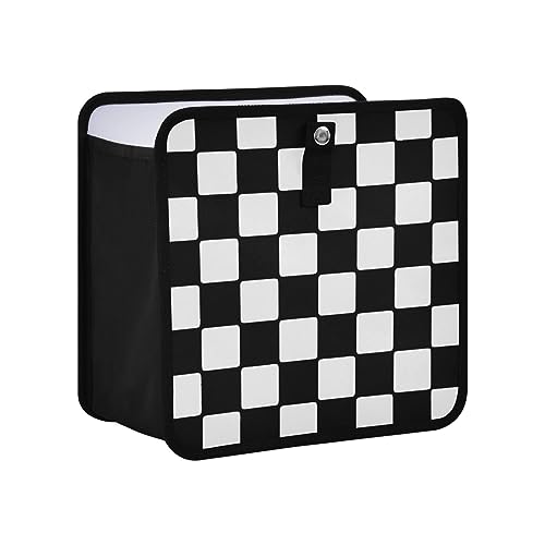 Image of Car Trash Can Car Organizer Car Garbage Can with Adjustable Strap for Back Front Seat Console Waterproof Leakproof Collapsible Portable 8.66 Inch Checkerboard