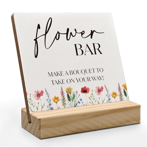 ANlANG Flower Bar Sign 4X4 inch, Flower Bar Desk...