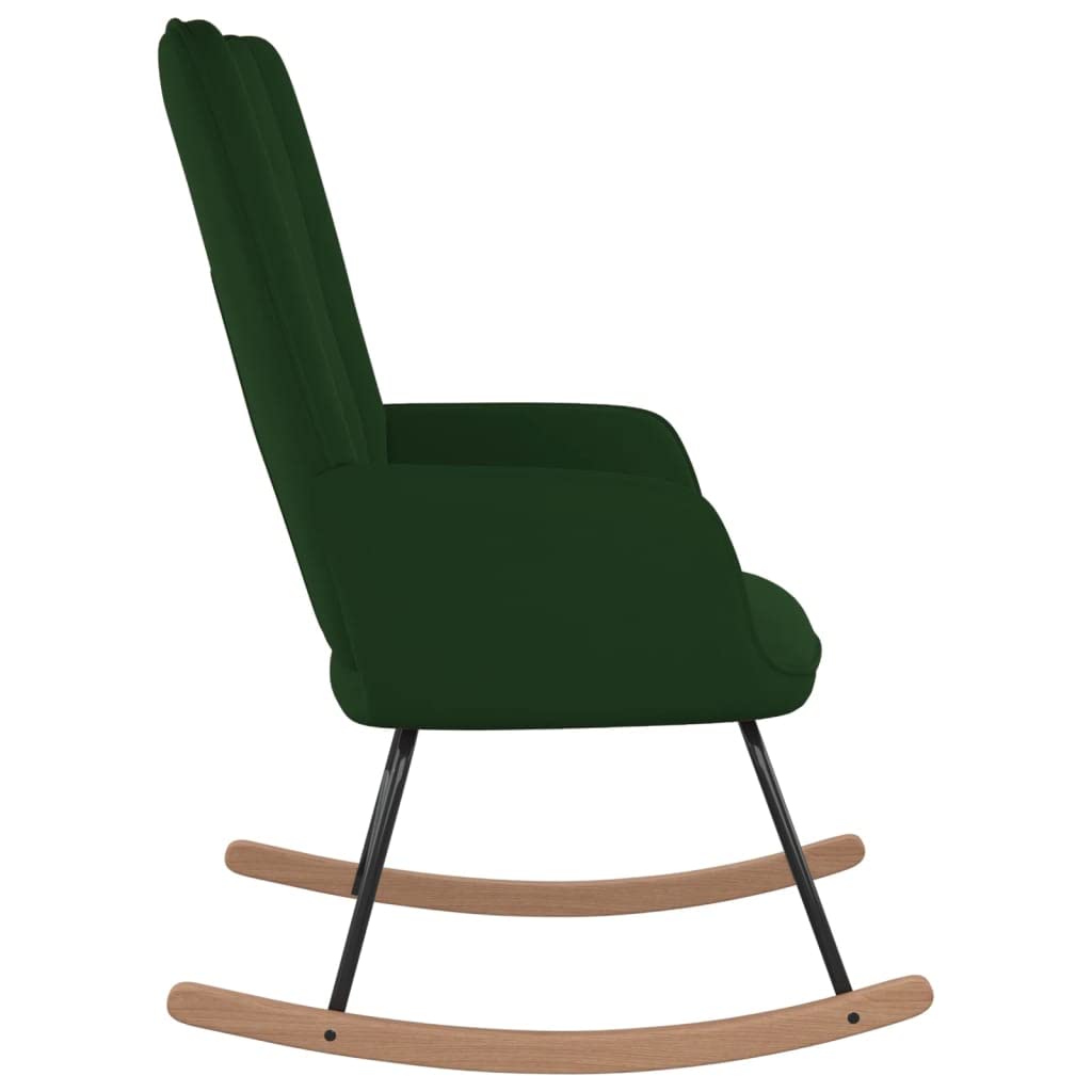 Silla mecedora verde oscuro de terciopelo, mecedora de interior, sillón balancín rocking sofa apto para salón, dormitorio, balcón