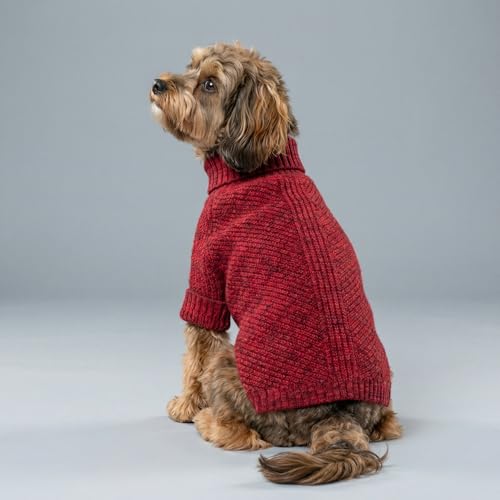 Image of Fitwarm Knitted Turtleneck Dog Sweater, Thermal Dog Winter Clothes for Small Dogs Boy Girl, Holiday Pet Outfit, Heather Dark Red, Medium