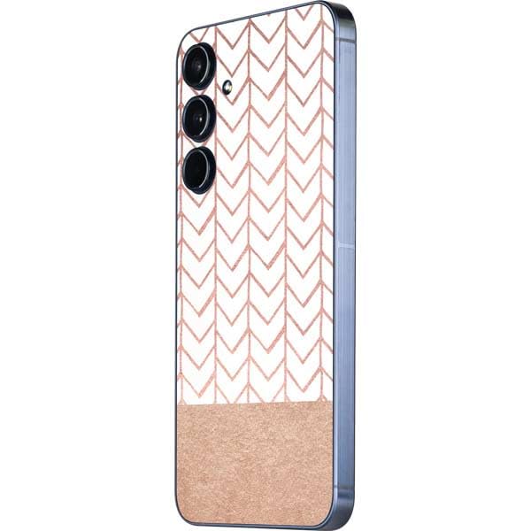 Skinit Decal Phone Skin Compatible with Galaxy A36 5G - Rose Gold Herringbone Design