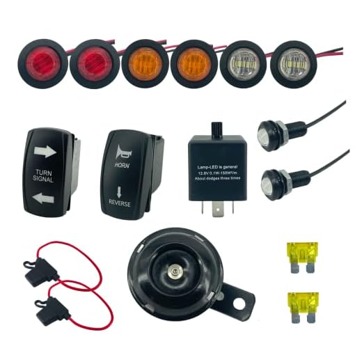 ALTBET Universal ATV UTV SXS Turn Signal Horn Kit Street Legal Kit Rocker Switch with LED Reverse Lights Flasher Relay (Kit YM)
