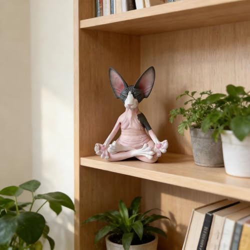 Estatua Gato en Meditación Zen Decoración Animal miniatura 3
