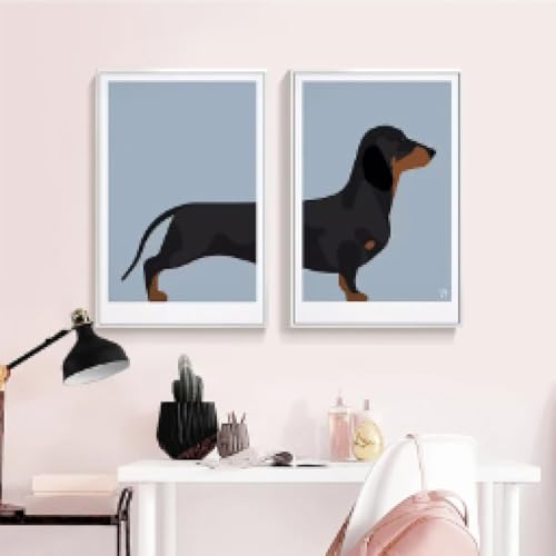 Art mural teckel mignon pour embellir un grand mur de salon vide - 2