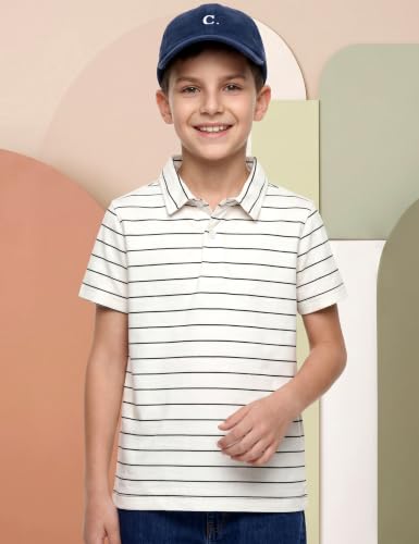 Image of Amazon Brand - Symbol Boys Soft Cotton Rich Jersey Striped Polo Shirt