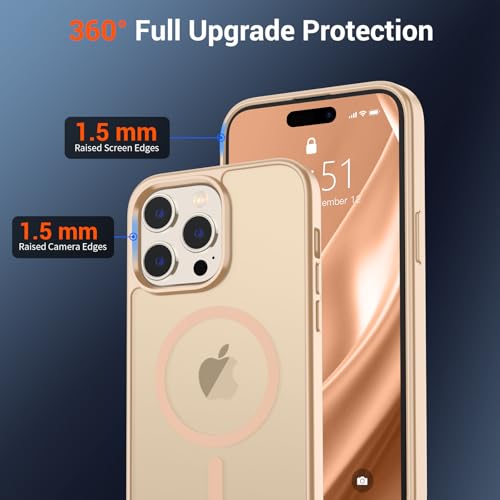 Image of SUPFINE Magnetic for iPhone 14 Pro Max Case (Compatible with MagSafe) (Military Grade Drop Protection) Slim Translucent Matte Shockproof with Anti-Fingerprint Phone Case,Sand Pink