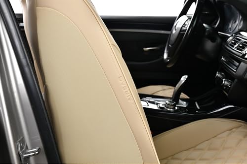Image of Car Seat Covers, Luxury Leather Seat Cover for Cars, Front Seat Covers, Car Seats Protector Waterproof, Faux Leather Car Seat Cushions, Universal Automotive Seat Covers for Most Cars SUV Trucks, Beige