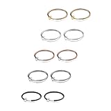 JewelrieShop Clip on Hoop Earrings for Women Fake Nose Ring Faux Lip Septum Ring Fake Cartilage Earrings Spring Endless Hoop Earrings Non Piercing Lobes Men Girl (5 Pairs, 15mm, Mixed colors)