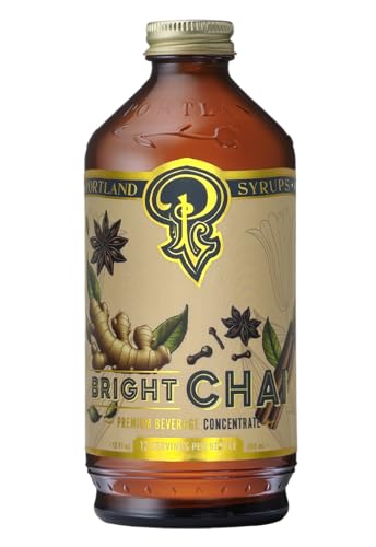 Image of Portland Syrups Bright Chai Syrup - Coffee, Cocktails, Mocktails & Sodas - Premium Concentrate - Orange Pekoe, Ginger, Cinnamon, Cloves & Cardamom - Organic Cane Sugar - 12 oz, 24 Servings (Pack of 1)