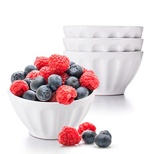 Potter's Corner By Maison Neuve 4-Pc Dessert Bowl Set - 3.75In / 5Oz Small Bowls For Side Dishes - Chip Resistant, Dishwasher & Microwave Safe - Bowls For Desserts, Snacks Or Appetizer (Snow White) #TOP3