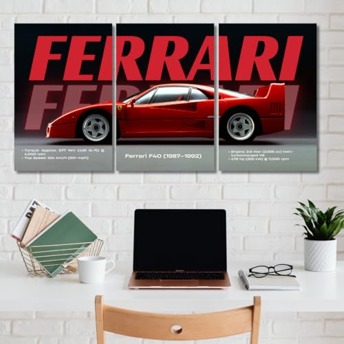 Image of Good Hope Ferrari Car Poster Split Posters Set of 3 Wall Art for Home Office wall decoration home bedroom living room hall Gift for Boys Wall Decror Sticker wallpaper Hostel Car Posters for Room