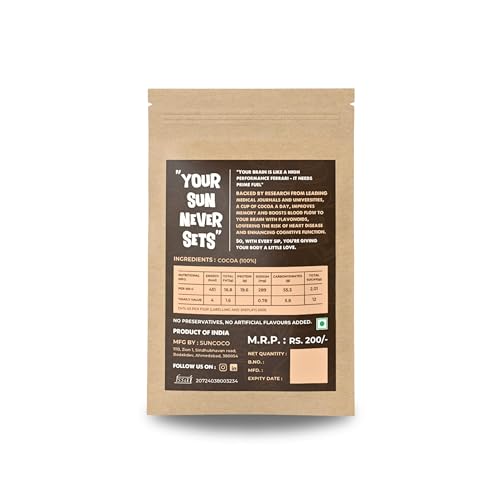 Image of SUNCOCO - Hot Chocolate Powder Mix, Coffee Infused- 5 sachet Box | 45% Luxe Cocoa | No Refined Sugar | Enjoy Hot or Cold | Healthy Growth & Antioxidant Rich | 100 grams (Sun Mocha)