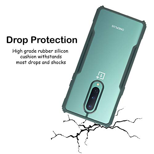 Image of LIRAMARK Transparent Clear Shock Proof Back Cover Case Designed for OnePlus 8 /1+8 (Green)