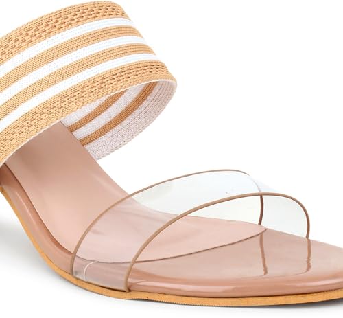Image of Action Women's Black Suede Platform Sandals| Stiletto Heel| Clear Strap with Striped Band| Ankle Strap Design Black