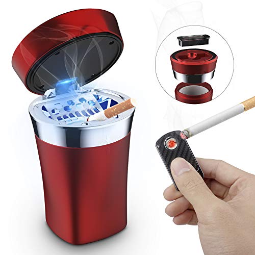 SOLARXIA Car Ashtray, Auto Ashtray Cigar Electronic Cigarette Lighter Detachable Solar Powered/USB Rechargeable