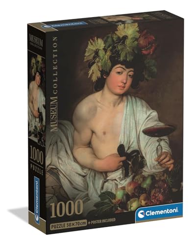 Clementoni - Puzzle pour Adultes 1000 Pièces, Museum Caravaggio Bacchus Compact Box, Fabriqué en Italie, 39977