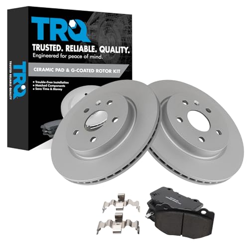 Image of TRQ Rear Brake Pad and Rotor Set Ceramic Coated Rotors Compatible with 2016-2020 Chevrolet Camaro