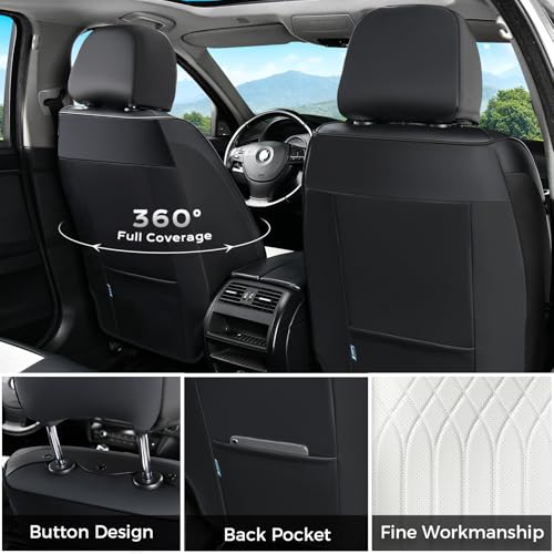 Image of FLORICH Car Seat Covers Full Set, Leather Seat Covers for Cars, Car Seat Protector Waterproof Breathable, Universal Automotive Seat Covers, Front and Rear Car Seat Cover Fit for Most SUV Pick-up Truck