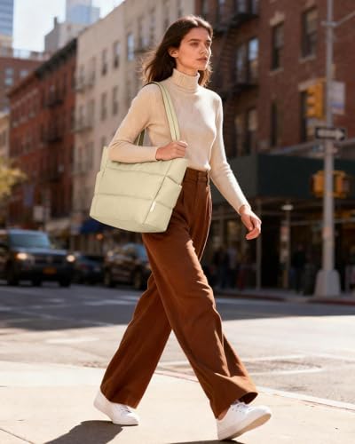 Image of HOTOR Puffer Tote Bag for Women, Multi-Pocket, Zippered