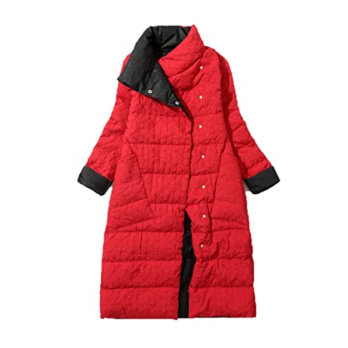 NXMRN Fitaylor Femmes Double Face Longue Doudoune Hiver Double Boutonnage Ultra Léger Duvet Manteau Chaud Puffer Parkas Longue Veste Manteaux,Rouge,L Cover