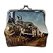 Geldbörse Zugkissen Vintage Dampflok Lokomotive Zug Geldbörsen Leder Geldbörse mit Kussverschluss Schnalle Geldbörse