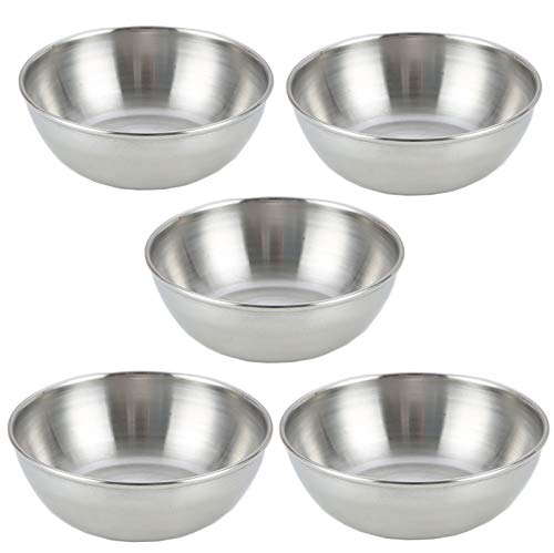 Anawakia Lot de 5 coupelles rondes en acier inoxydable - Pour sauce, épices, collation, épices, petits bols