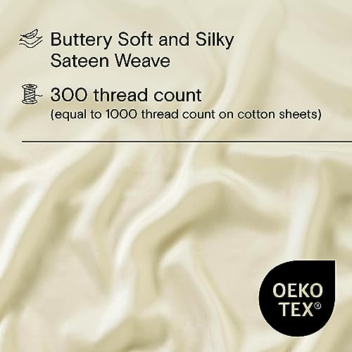 Sijo Premium 100% Austrian Eucalyptus Lyocell Tencel Sheet Set, Softer Than Silk, Architectural Digest 2022 Best Cooling Sheets Award Winner - 3pc - 2 Pillowcases 1 Fitted Sheet (Ivory, Cal King)