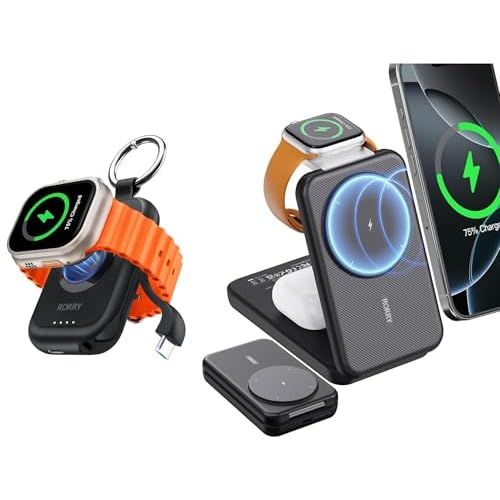 Rorry Keychain Portable Charger 2500mAh & Portable Charger, 3 in 1 Charging Station 10000mAh