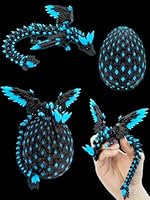 JoryHeim 3D Drachenei mit Drache & Nachtleuchten Effekt - 3D Drache mit Flügeln, UV-aktiviertes Leuchten im Dunkeln, 10cm Sammlertücke, Geburtstage und Ostern (Schwarz Blau)