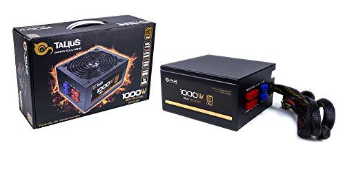 TALIUS 1000W Bronzo, Alimentatore Gaming, Sistema di Controllo di Temperatura e Rumore - Controllo PFC - Cavi Malati, Colore: Nero