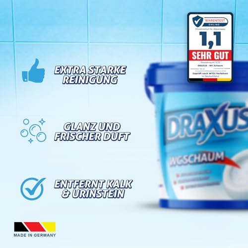 DRAXUS WC Schaum (1 kg) I Extra Stark I WC Reiniger Schaum entfernt kraftvoll Kalk & Urinstein I Sorgt für Glanz und frischen Duft 2