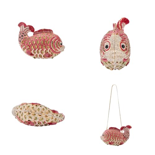 Image of Women Mini Fish Clutch Luxury Rhinestones Purse Sparkling Banquet Handbag Wedding Party Clutch Bag